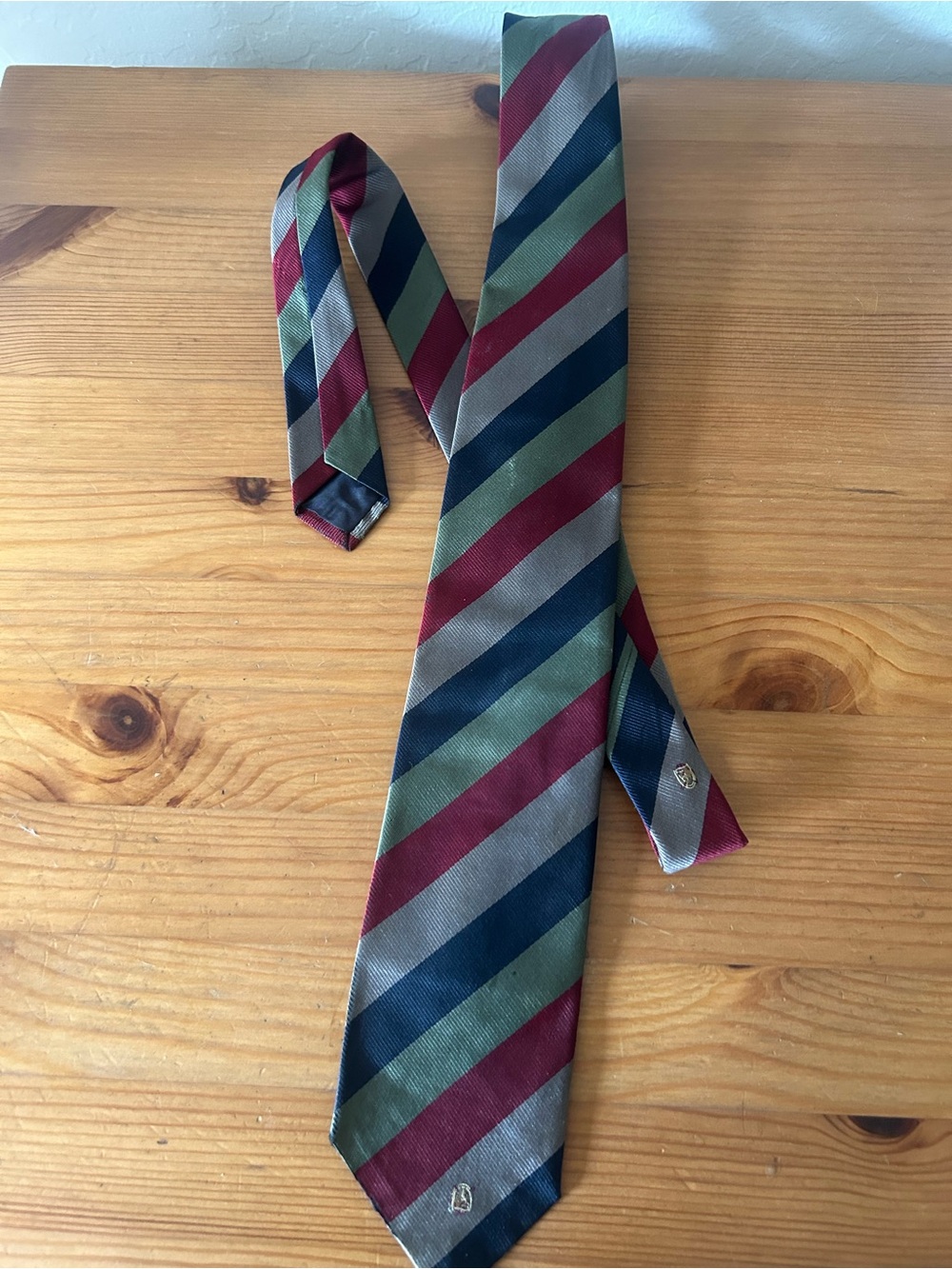 Chaps Ralph Lauren Striped Silk Tie in Burgundy, Navy & Olive